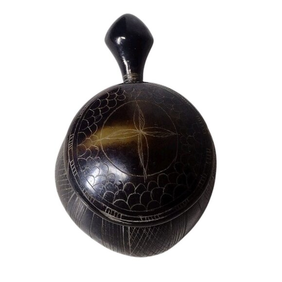 Vintage Hand Carved Stone Turtle Lidded Trinket Box Tribal Boho Decor READ - Picture 2 of 7